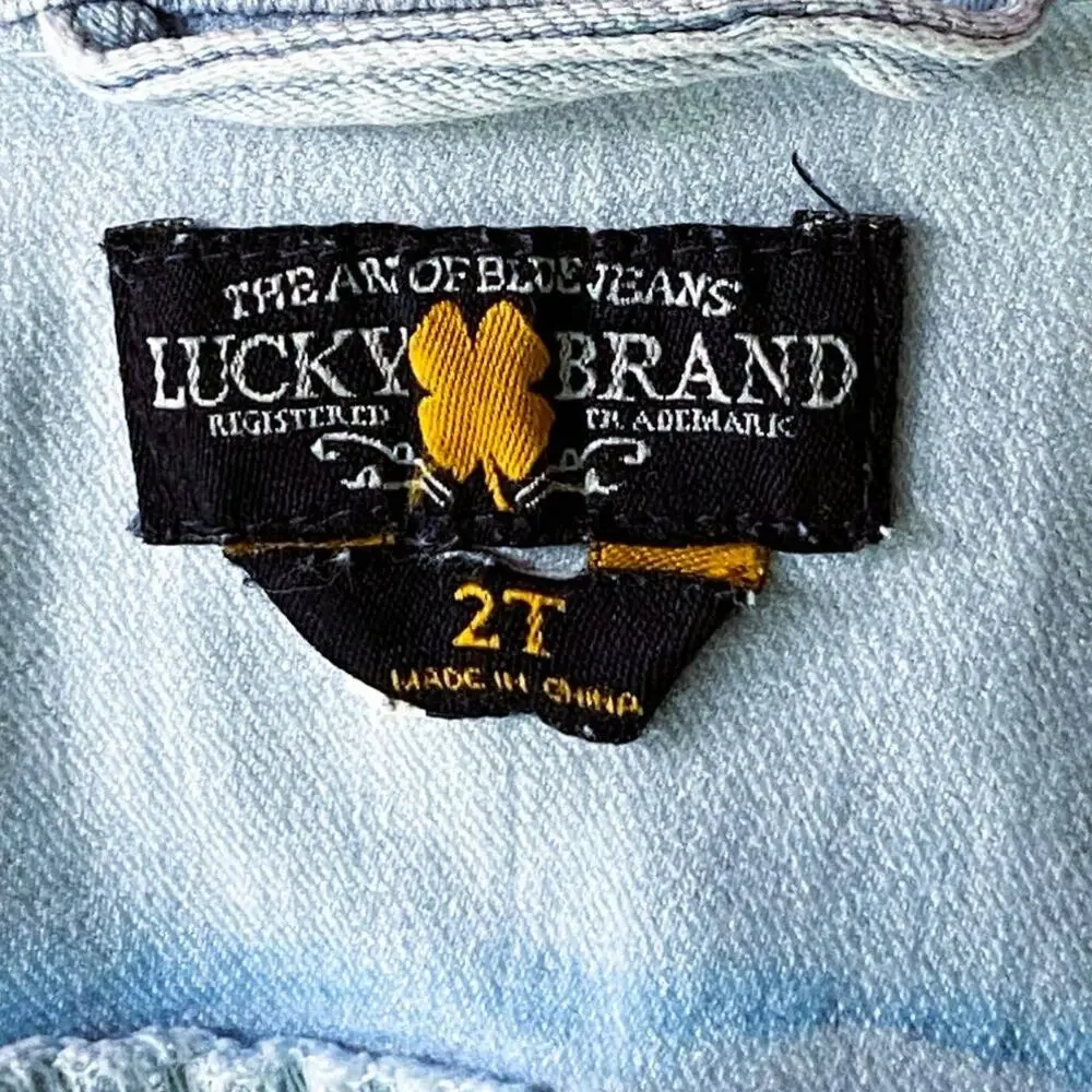 LUCKY BRAND Boho Denim Blue Jean Bohemian Embroidered Vest ~ Infant Baby Girl 2T